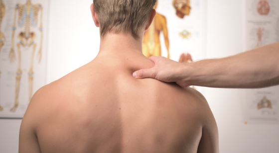 Client showing pain in neck.